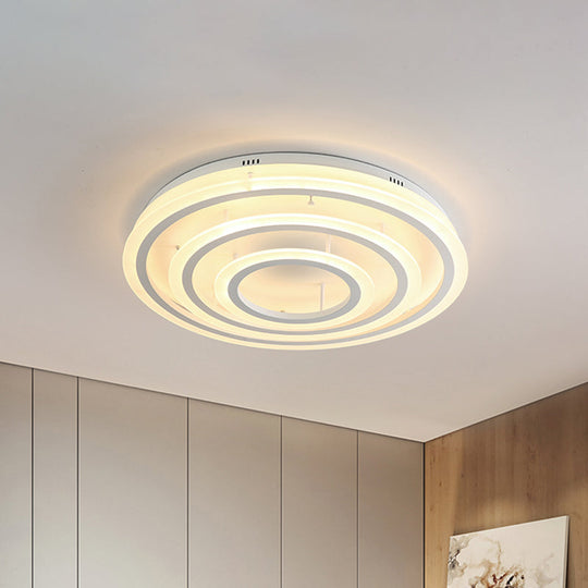 Contemporary Led Acrylic Hoop Ceiling Light In Warm/White - 18’/29.5’ Width