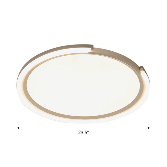 Sleek Led Flushmount Ceiling Lamp | Metallic Shade Warm/White Light 16’/19.5’/23.5’ Diameter