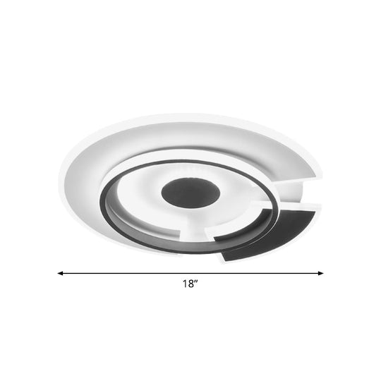 Modern Metallic Led Minimalism Ceiling Light Fixture - Circular Flush Mount In Black/White