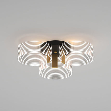 Black-Gold Round Semi Flush Ceiling Mount Light Fixture - Simple And Elegant With 2/3/5 Lights For
