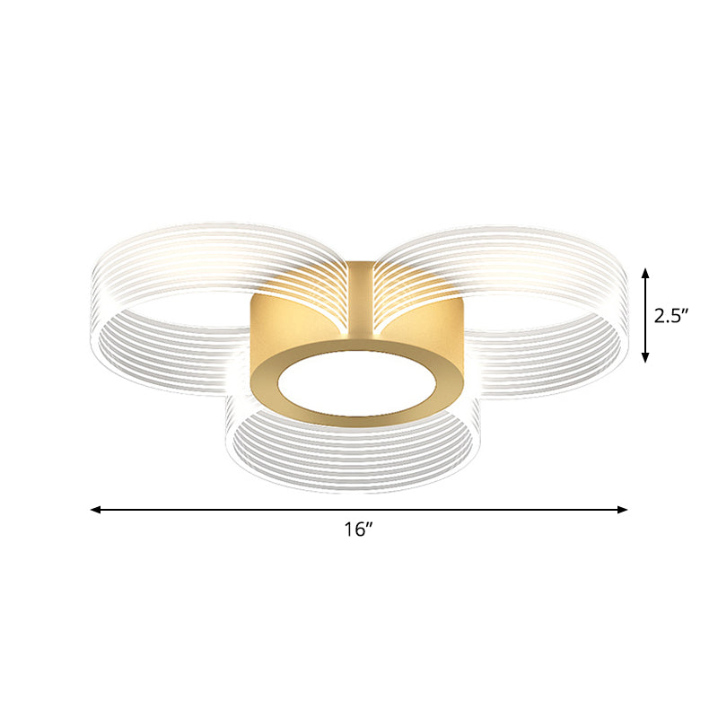 Contemporary Circle Ceiling Light: Acrylic 3/4/5 Bulbs Flush Mount Gold Finish