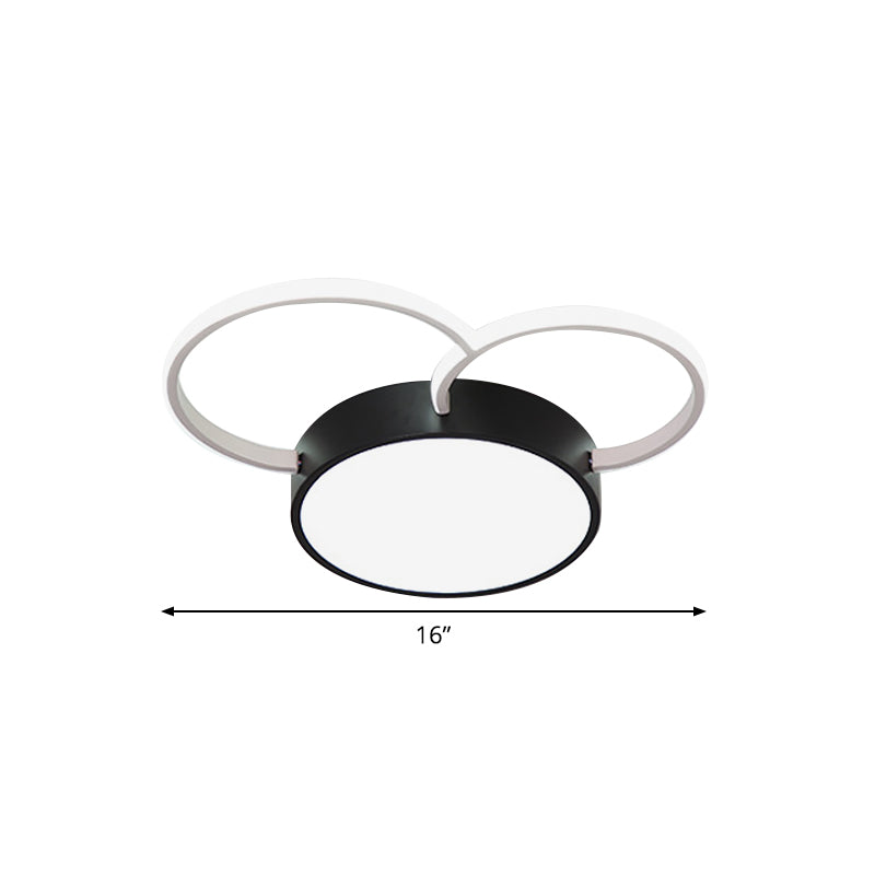 Black - White Round Led Flush Mount Ceiling Lamp Modern Metal Multiple Sizes