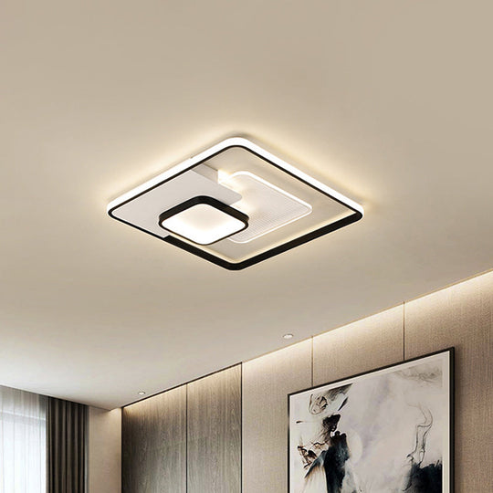 Modern Acrylic Led Flush Mount Ceiling Light In Black - 16.5’/20.5’ Width
