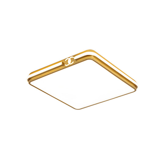 Led Bedroom Ceiling Light - Simple Black/Gold Flush Mount Square Acrylic Shade Warm/White