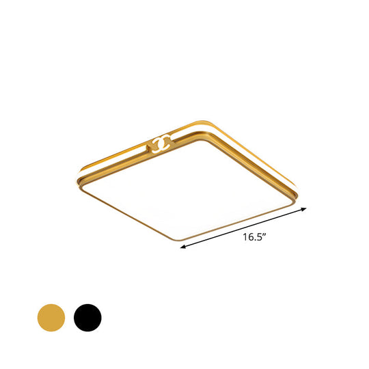 Led Bedroom Ceiling Light - Simple Black/Gold Flush Mount Square Acrylic Shade Warm/White
