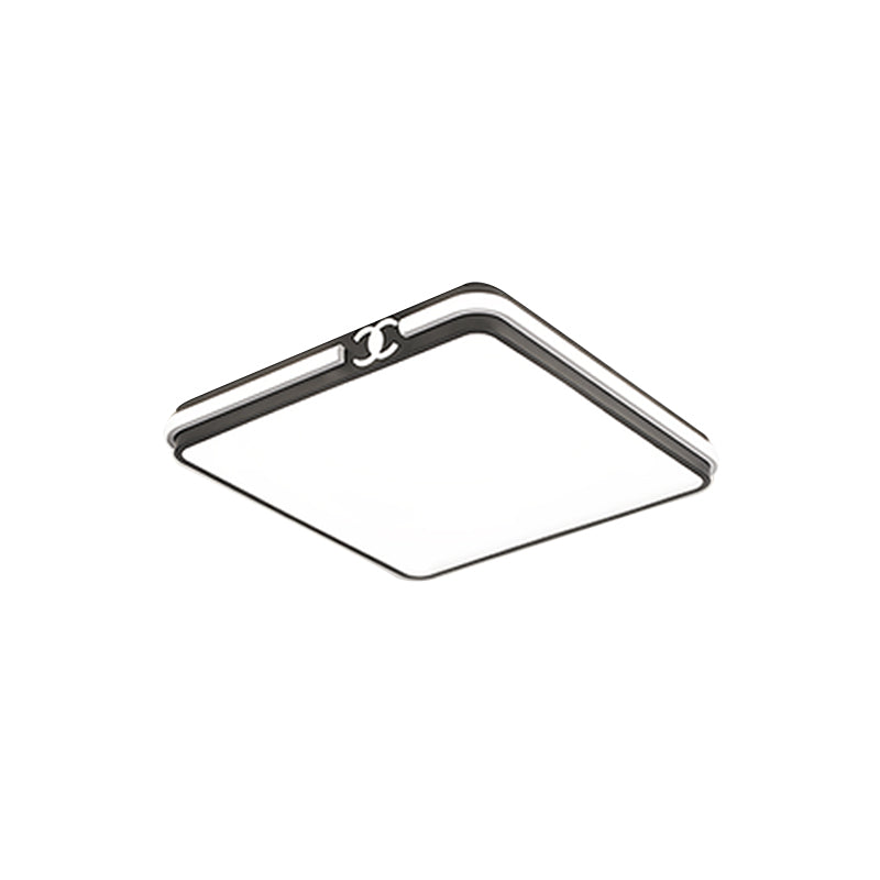 Led Bedroom Ceiling Light - Simple Black/Gold Flush Mount Square Acrylic Shade Warm/White