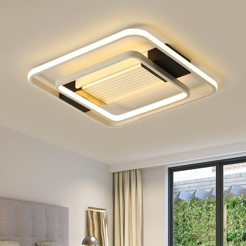 Nordic Led White Flush Mount Ceiling Light Fixture - 16.5/20.5 Acrylic Square Design For Bedroom