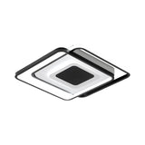 Black Metallic Led Flush Mount Light Minimalist Overlapping Design 18/21.5 Width