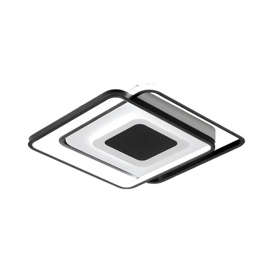 Black Metallic Led Flush Mount Light Minimalist Overlapping Design 18/21.5 Width