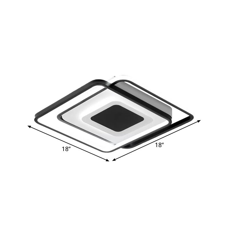 Black Metallic Led Flush Mount Light Minimalist Overlapping Design 18’/21.5’ Width