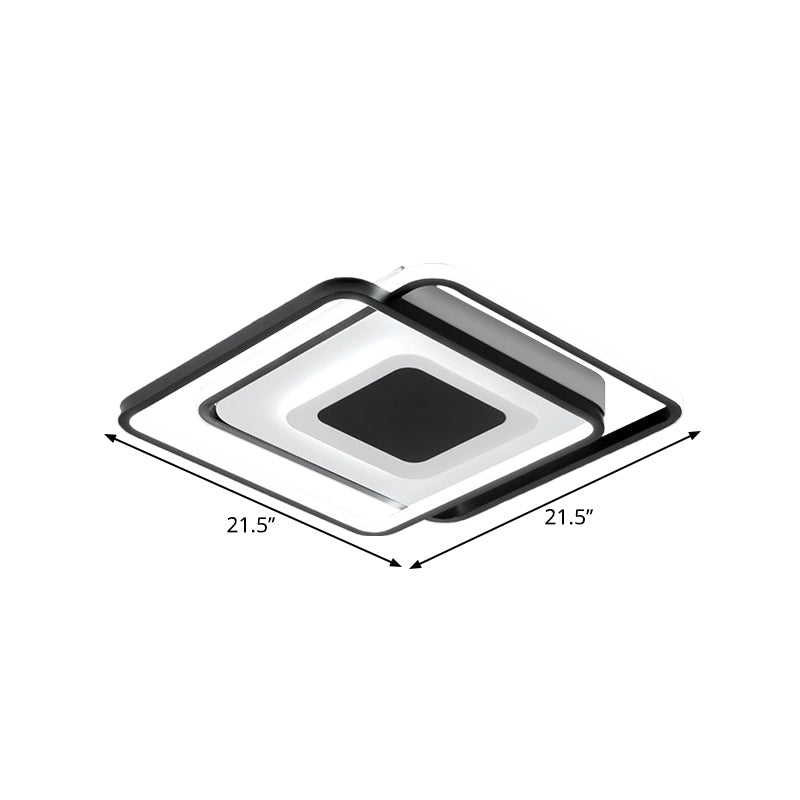 Black Metallic Led Flush Mount Light Minimalist Overlapping Design 18/21.5 Width