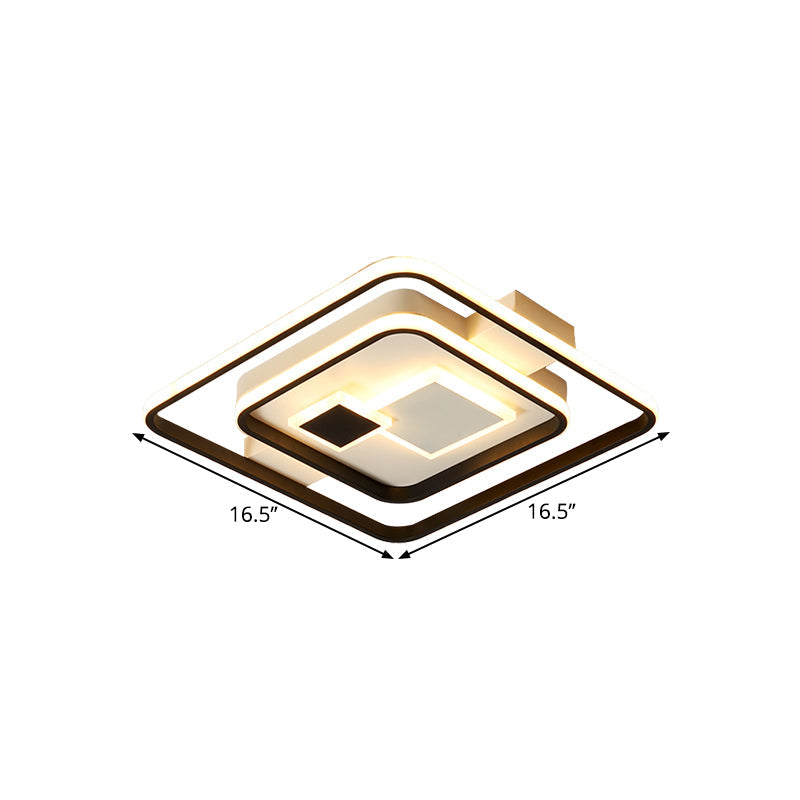 Nordic Led Black Metal Flushmount Ceiling Light For Bedroom 16.5/20.5 W