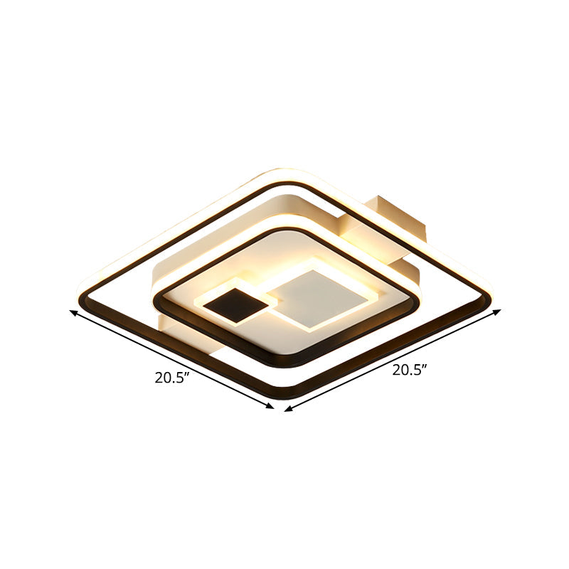 Nordic Led Black Metal Flushmount Ceiling Light For Bedroom 16.5’/20.5’ W