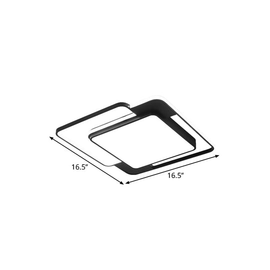 Modern Flush Mount Geometry Led Light Fixture Black Metallic Lamp (16.5’/20.5’/24.5’ Width)