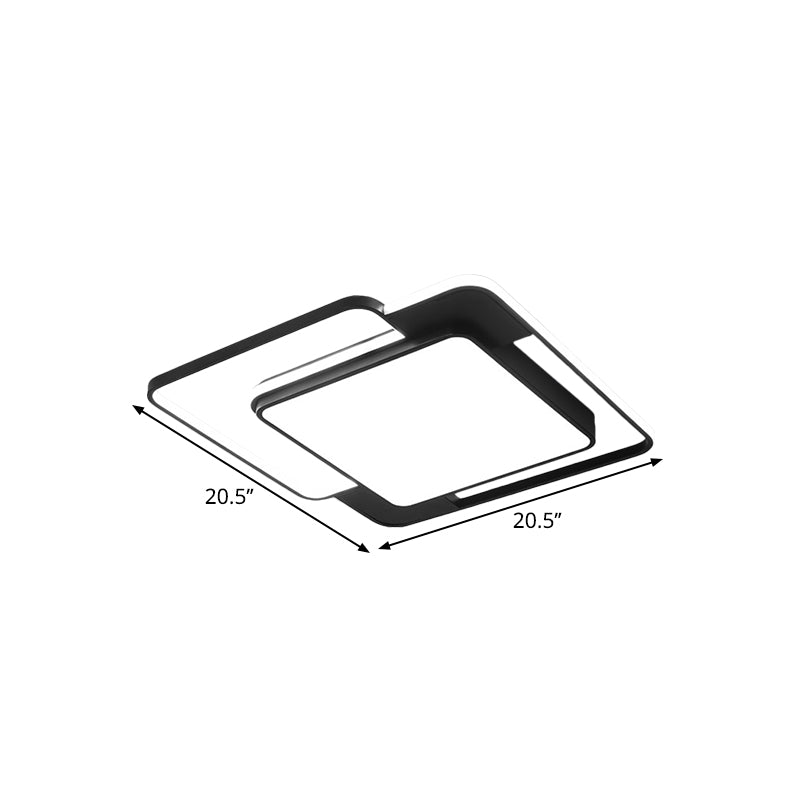 Modern Flush Mount Geometry Led Light Fixture Black Metallic Lamp (16.5’/20.5’/24.5’ Width)