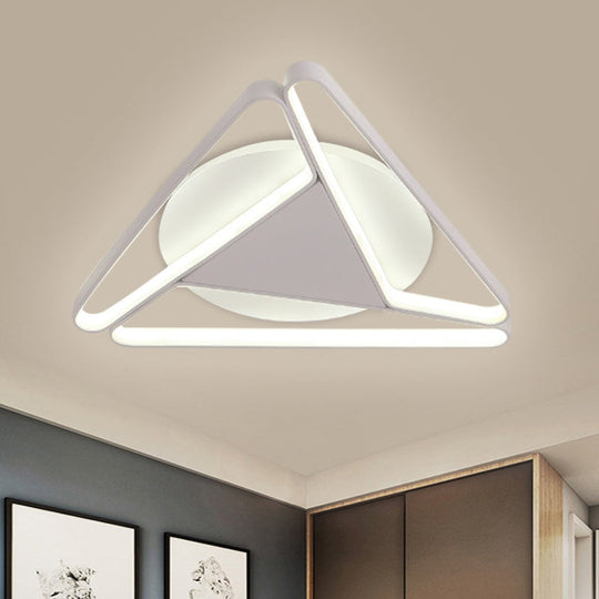 Nordic Led Flush Ceiling Light Acrylic Shade Black/White Triangle Mount Warm/White 19.5/29 W White /