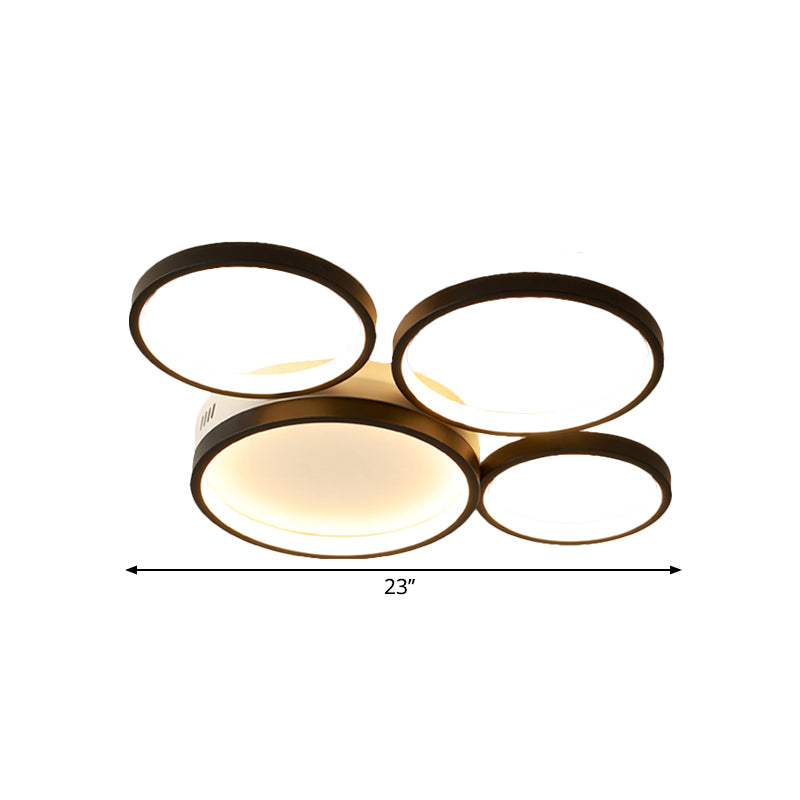 Nordic Acrylic Led Flush Mount Ceiling Light - Black Lamp For Bedroom