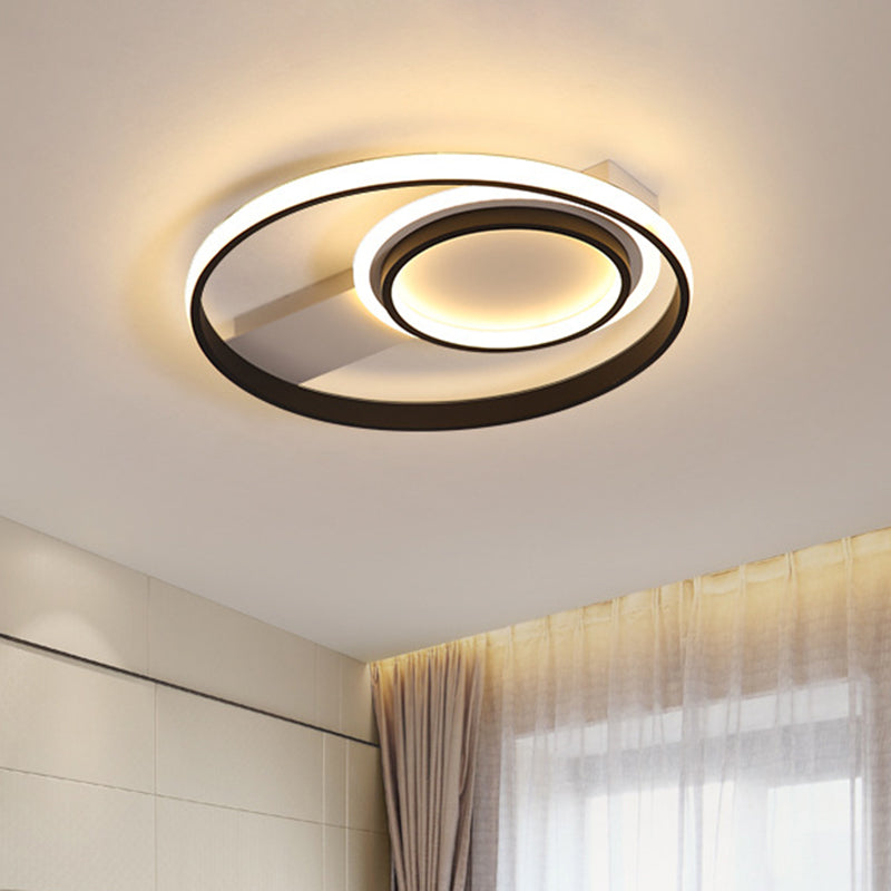 Minimalist Led Flush Mount Light Circular Metal Surface 16.5/19.5 Diameter Black / 16.5