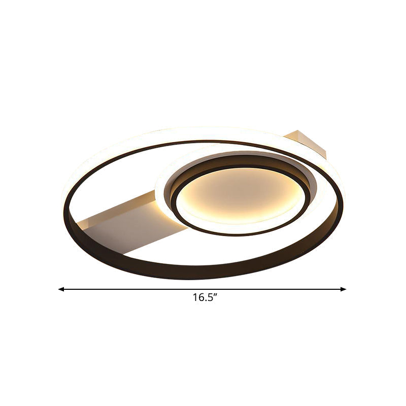 Minimalist Led Flush Mount Light Circular Metal Surface 16.5/19.5 Diameter Black