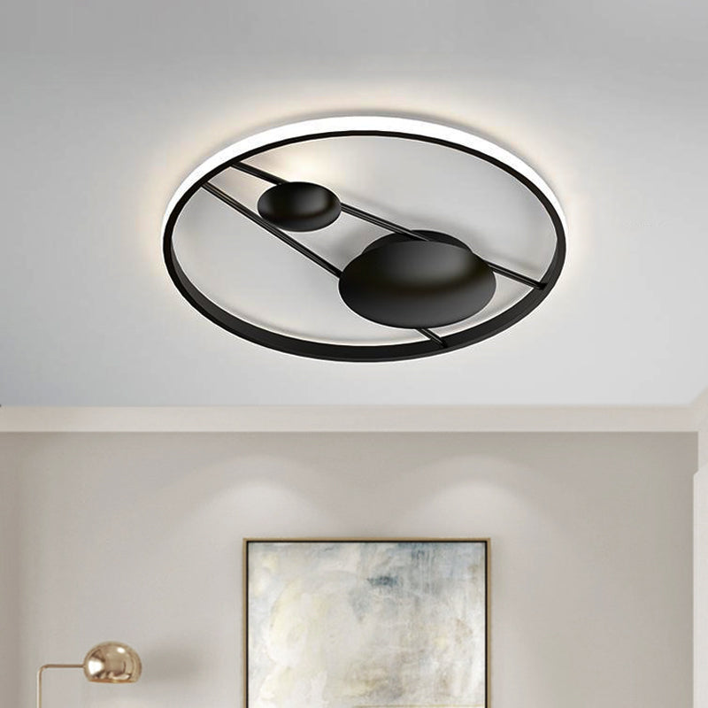 Geometric Led Ceiling Light Fixture Nordic Modern Flush Mount Lamp - 16’/19.5’ In Black/White
