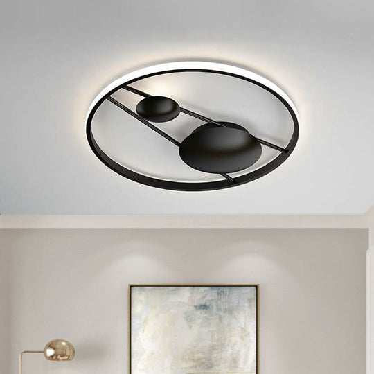 Geometric Led Ceiling Light Fixture Nordic Modern Flush Mount Lamp - 16’/19.5’ In Black/White