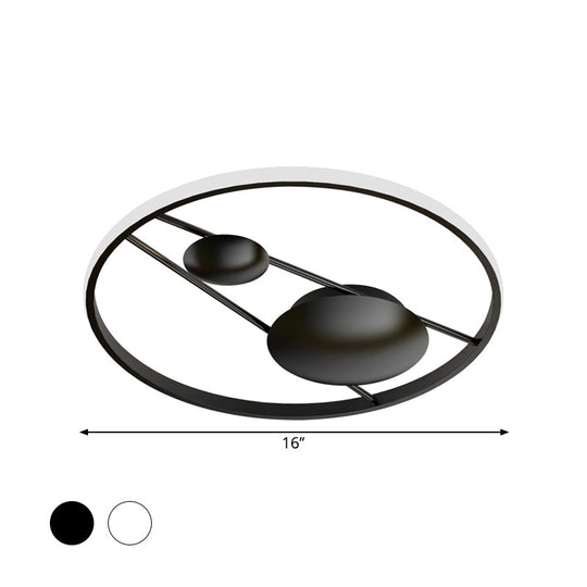 Geometric Led Ceiling Light Fixture Nordic Modern Flush Mount Lamp - 16’/19.5’ In Black/White
