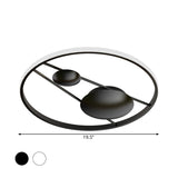 Geometric Led Ceiling Light Fixture Nordic Modern Flush Mount Lamp - 16/19.5 In Black/White