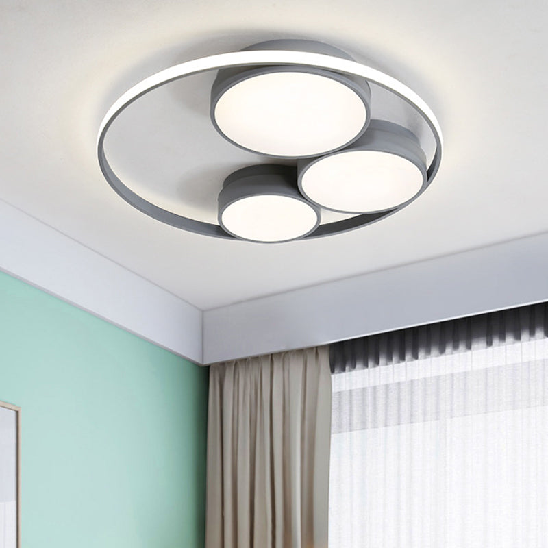 Nordic Led Flush Ceiling Light Grey/White Round Mount Bedroom Lamp - 18/21.5/31 Width Grey / 18