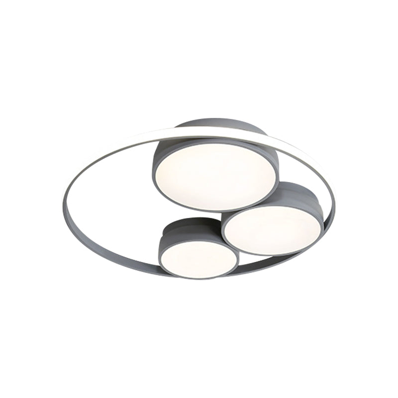 Nordic Led Flush Ceiling Light Grey/White Round Mount Bedroom Lamp - 18’/21.5’/31’ Width
