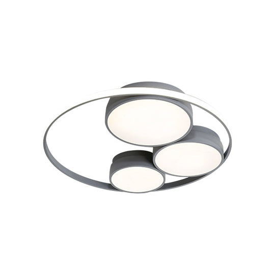 Nordic Led Flush Ceiling Light Grey/White Round Mount Bedroom Lamp - 18’/21.5’/31’ Width