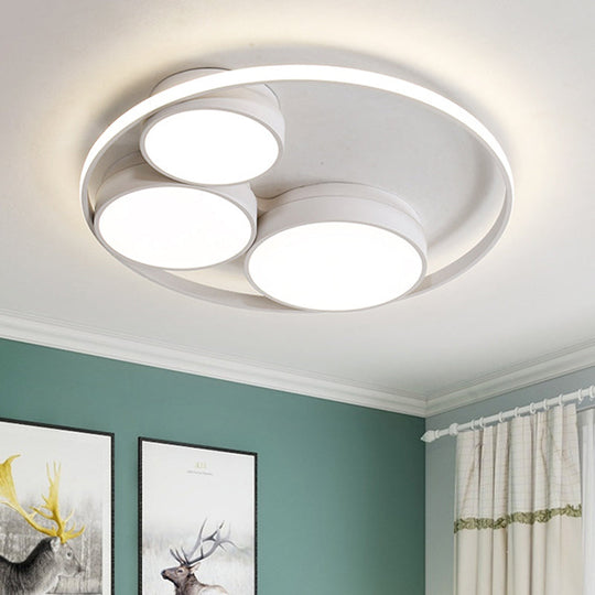 Nordic Led Flush Ceiling Light Grey/White Round Mount Bedroom Lamp - 18’/21.5’/31’ Width White / 18’