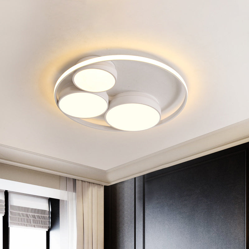 Nordic Led Flush Ceiling Light Grey/White Round Mount Bedroom Lamp - 18’/21.5’/31’ Width