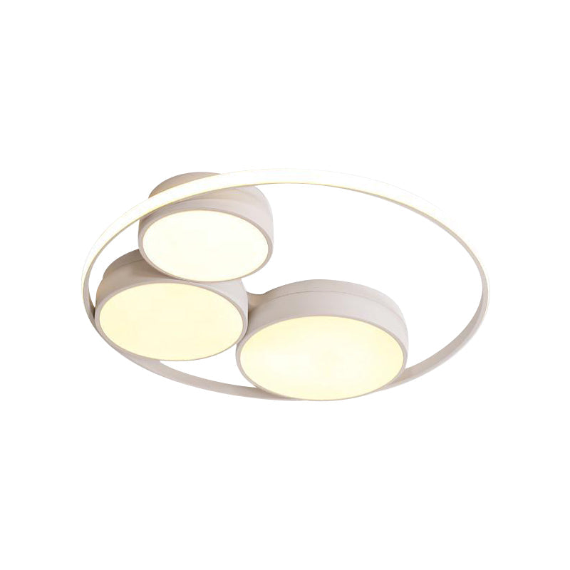 Nordic Led Flush Ceiling Light Grey/White Round Mount Bedroom Lamp - 18’/21.5’/31’ Width