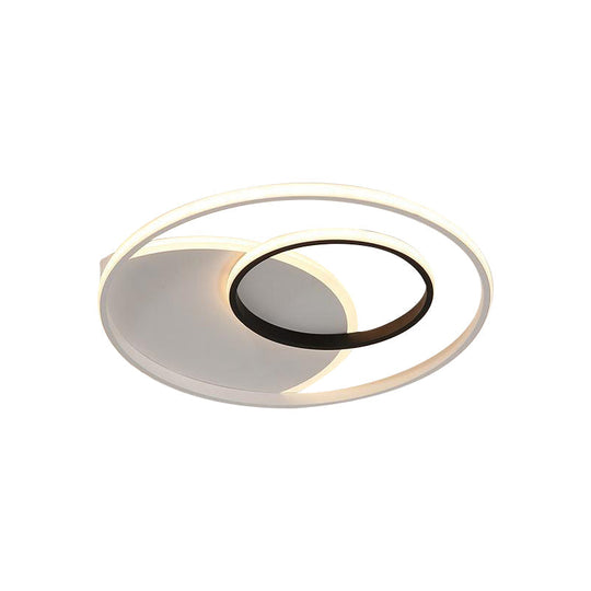 Modern Metallic Led Ceiling Light - Round 16.5’/20.5’ Wide White Flushmount