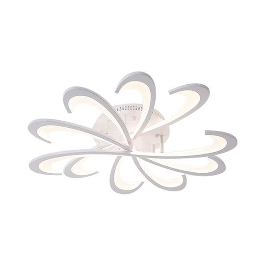 Modern Metallic Floral Flush Mount Led Ceiling Light In Black/White With Warm/White Glow