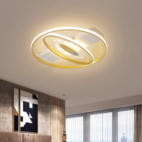 Geometric Flush Mount Led Ceiling Light In Minimal Metal Gold - 16.5/20.5 W / 16.5