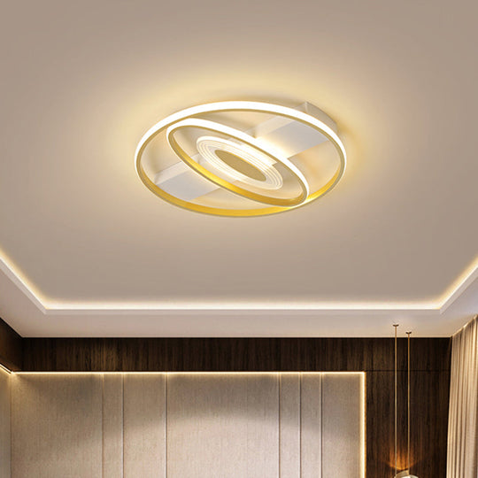 Geometric Flush Mount Led Ceiling Light In Minimal Metal Gold - 16.5’/20.5’ W