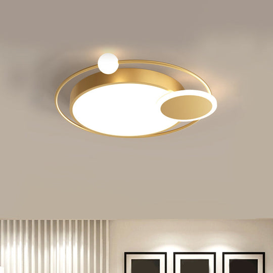 Black/Gold Led Ceiling Light Fixture For Bedroom In Warm/White - Round Flush Mount Acrylic