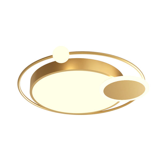 Black/Gold Led Ceiling Light Fixture For Bedroom In Warm/White - Round Flush Mount Acrylic