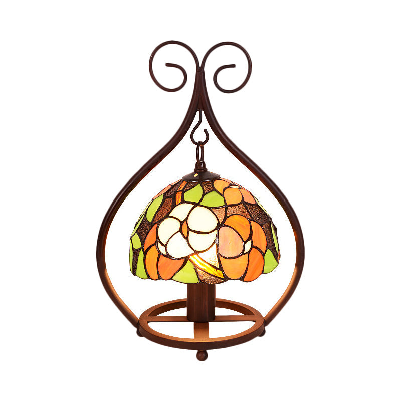 Sara - Baroque Bowl Night Lamp: Hand Cut Glass Nightstand Light With Scrolled