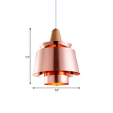 Modern 1-Head Dining Room Suspension Light With Tapered Metal Shade - Stylish Black/White Pendant