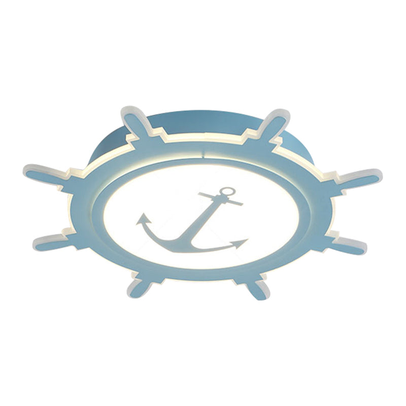 Nautical Style Acrylic Flushmount Ceiling Light With Rudder And Anchor Design - Perfect For Teens