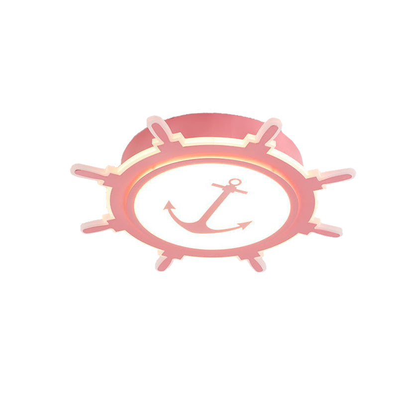 Nautical Style Acrylic Flushmount Ceiling Light With Rudder And Anchor Design - Perfect For Teens