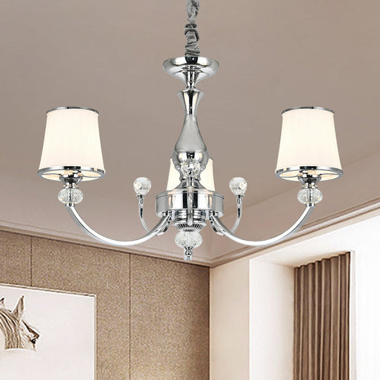 Modern Opal Glass Ceiling Hang Fixture With Chrome/Gold Pendant Chandelier - 3/6 Lights Curved Arm 3