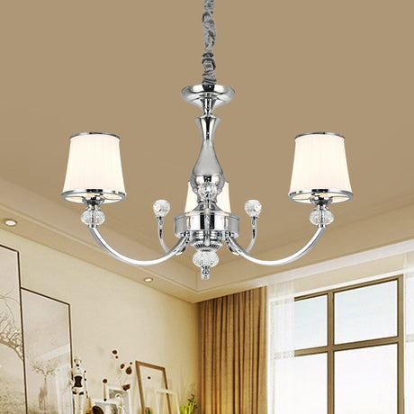 Modern Opal Glass Ceiling Hang Fixture With Chrome/Gold Pendant Chandelier - 3/6 Lights Curved Arm