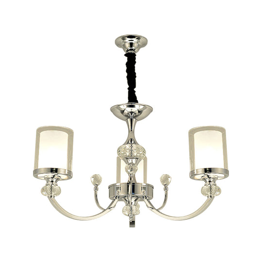 Minimalistic Crystal-Decorated Dual-Layer Parlor Ceiling Lamp With Clear And Opal Glass Shades -