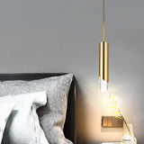 Modernist Metal Tubular Suspension Pendant Light: 1-Bulb Gold Ceiling Fixture For Bedroom