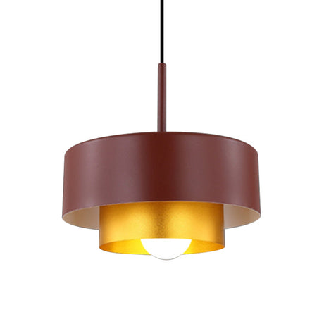 Modern Metal Drum Suspension Lamp With Acrylic Diffuser - Stylish Ceiling Pendant Light Black/Brown
