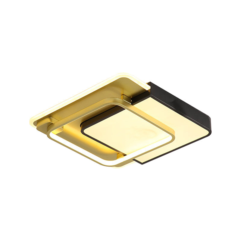 Modern Led Square Flush Mount Ceiling Light With Acrylic Shade Black - Gold Finish