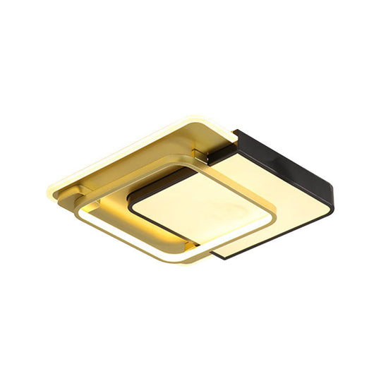 Modern Led Square Flush Mount Ceiling Light With Acrylic Shade Black - Gold Finish